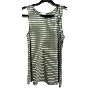 Caslon Women's Green White Stripes Sleeveless Top Stretch Summer Beach Size XS